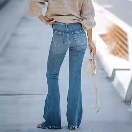 Damen Flared Jeans mit hohem Bund und schmeichelhaftem Schnitt R&B