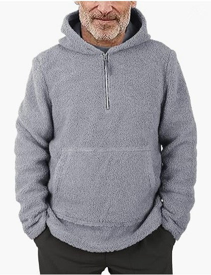 Herren kuscheliger Fleece-Pullover mit halbem Reißverschluss R&B
