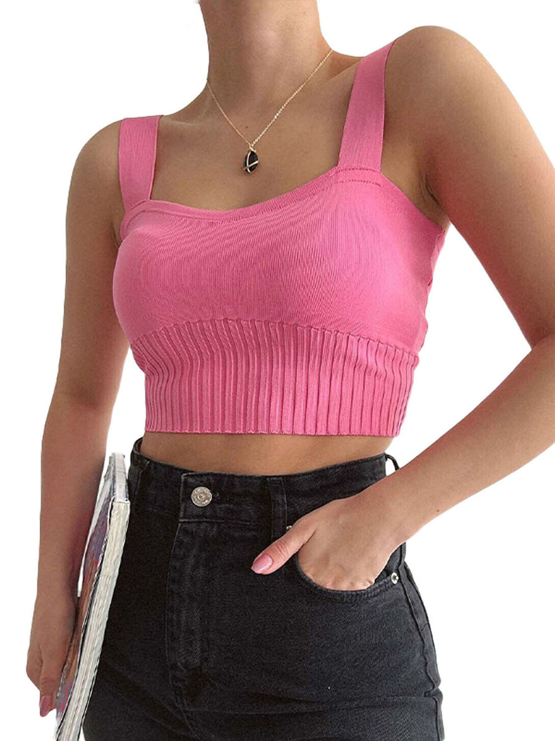 Damen Oversized Strickoberteil aus hochwertiger Baumwolle mit Tasche R&B
