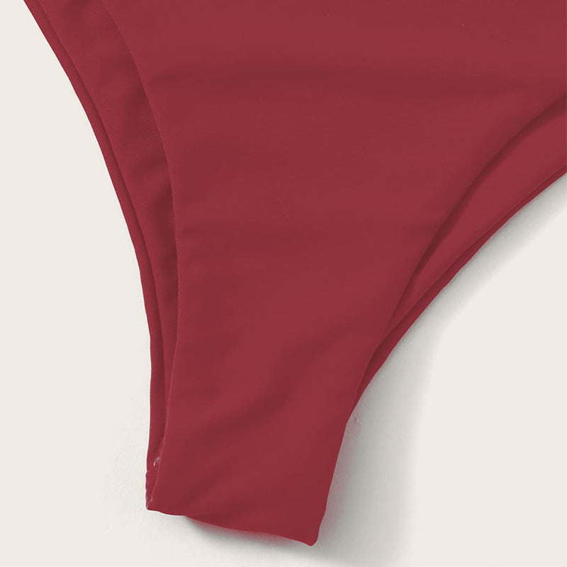 Damen Einseitiger Bikini-Set mit innovativem Wickel-Design und hohem Taillenschnitt R&B