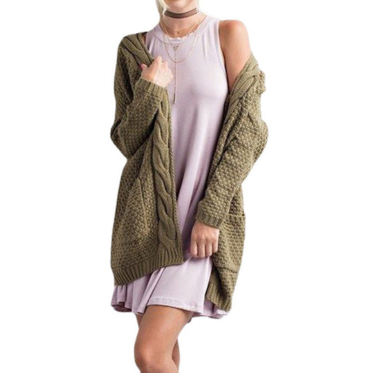 Damen Strickcardigan mit gemütlicher Oversized-Passform und Taschen R&B