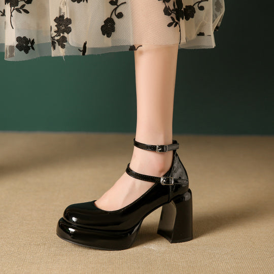 Damen Elegante Blockabsatz-Pumps mit verstellbarem Riemen R&B