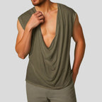Damen nan drapiertes Longtop mit tiefem Wasserfall-Rücken und überschnittener Schulter R&B