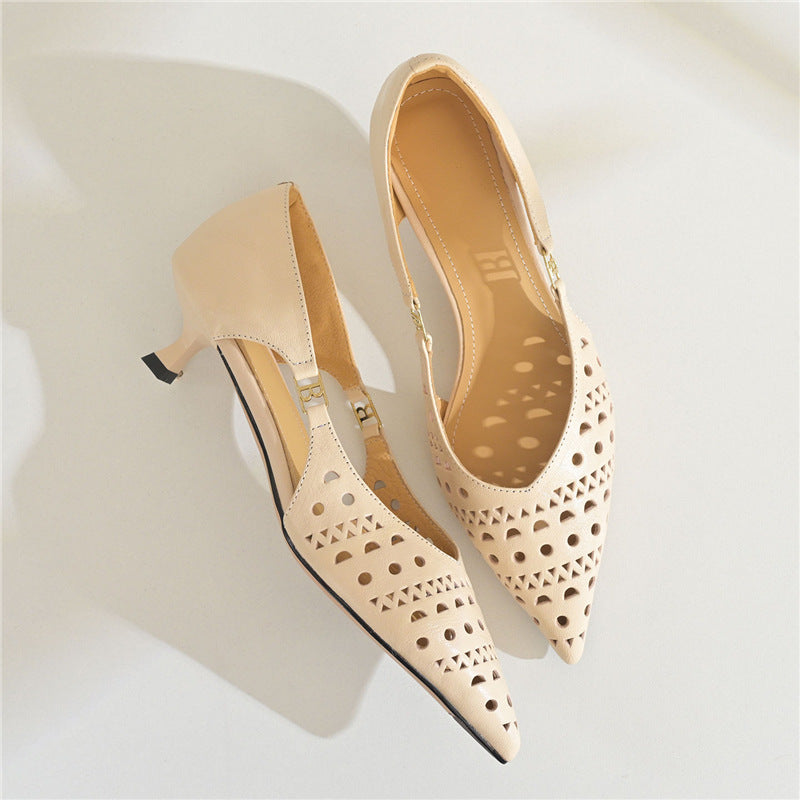 Damen spitze Slingback-Pumps mit dekorativer Perforierung R&B