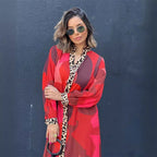 Damen Maxikleid mit Tiermuster und voluminösen Ärmeln R&B