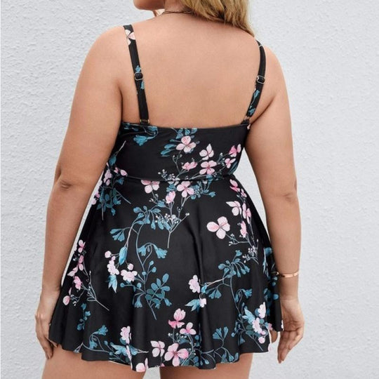 Damen Sportliches Tankini-Set mit floralem Oberteil und Shorts R&B
