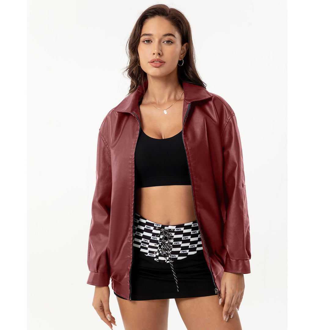 Damen lässige Satinjacke mit modernem Schnitt und praktischen Taschen R&B