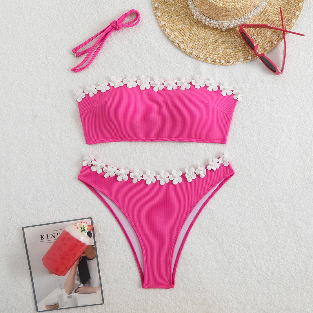 Damen Bandeau-Bikini mit floralen Akzenten R&B