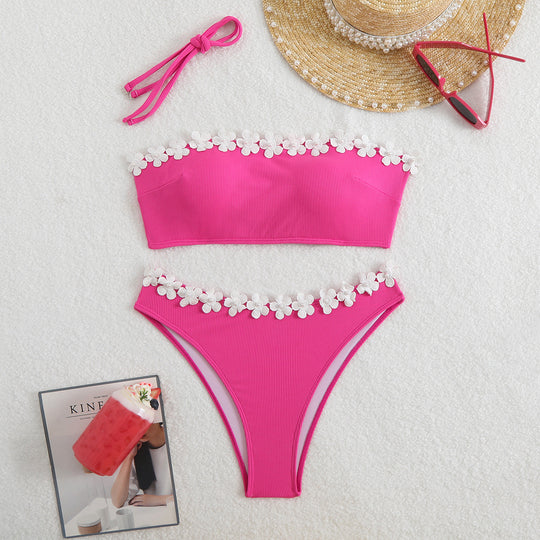 Damen Bandeau-Bikini mit floralen Akzenten R&B