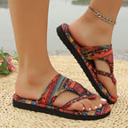 Damen Zehentrenner-Sandalen mit bequemer Fußbettung und modischem Camouflage-Design R&B