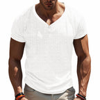Herren Kurzarm Henley-Shirt mit strukturiertem Design und praktischen Knopfdetails R&B