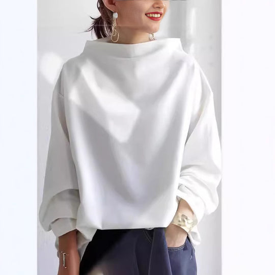 Damen oversized Pullover mit speziellem Kragen und lässigem Schnitt R&B