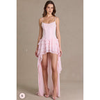 Damen verspieltes Cocktailkleid mit asymmetrischem Saum und Rüschendetails R&B