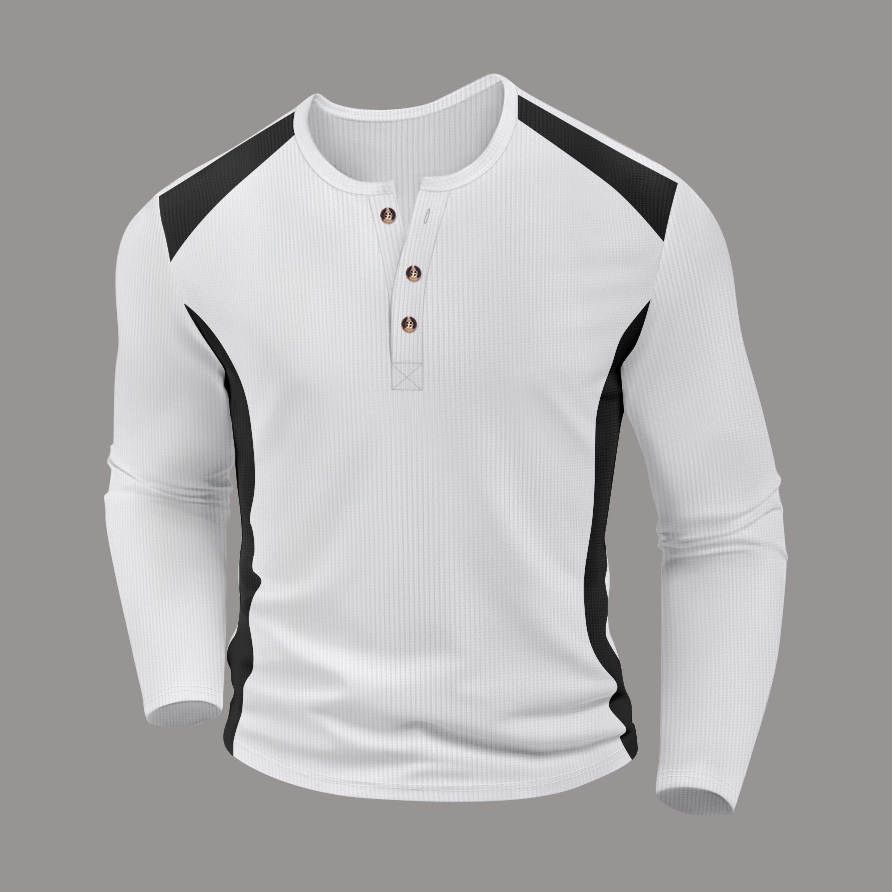 Herren Langarmhemd mit charismatischem Henley-Ausschnitt von R&B