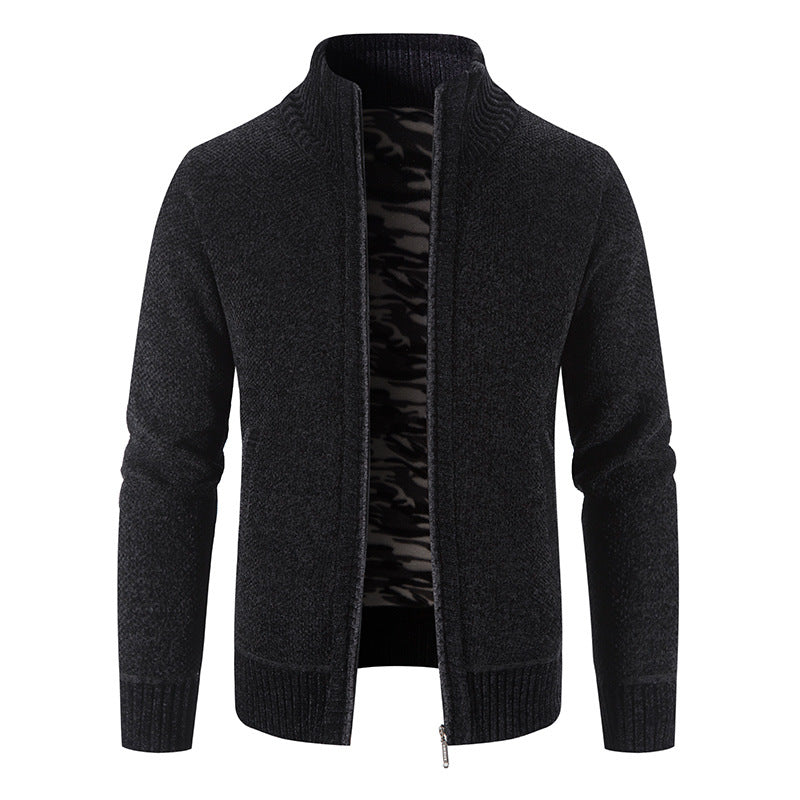Herren Strickjacke mit hohem Kragen und praktischen Reißverschlusstaschen R&B