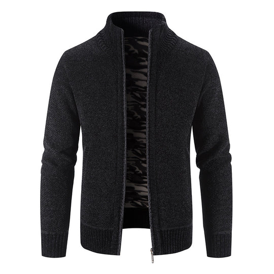 Herren Strickjacke mit hohem Kragen und praktischen Reißverschlusstaschen R&B