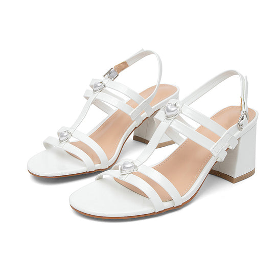 Damen Elegante Sandalen mit Herz-Applikationen und stabilem Blockabsatz R&B