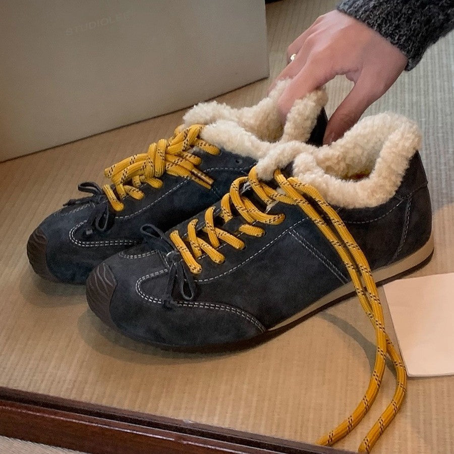 Damen Sportliche Winter-Sneaker mit kuscheligem Kunstfellkragen und rutschfester Sohle R&B