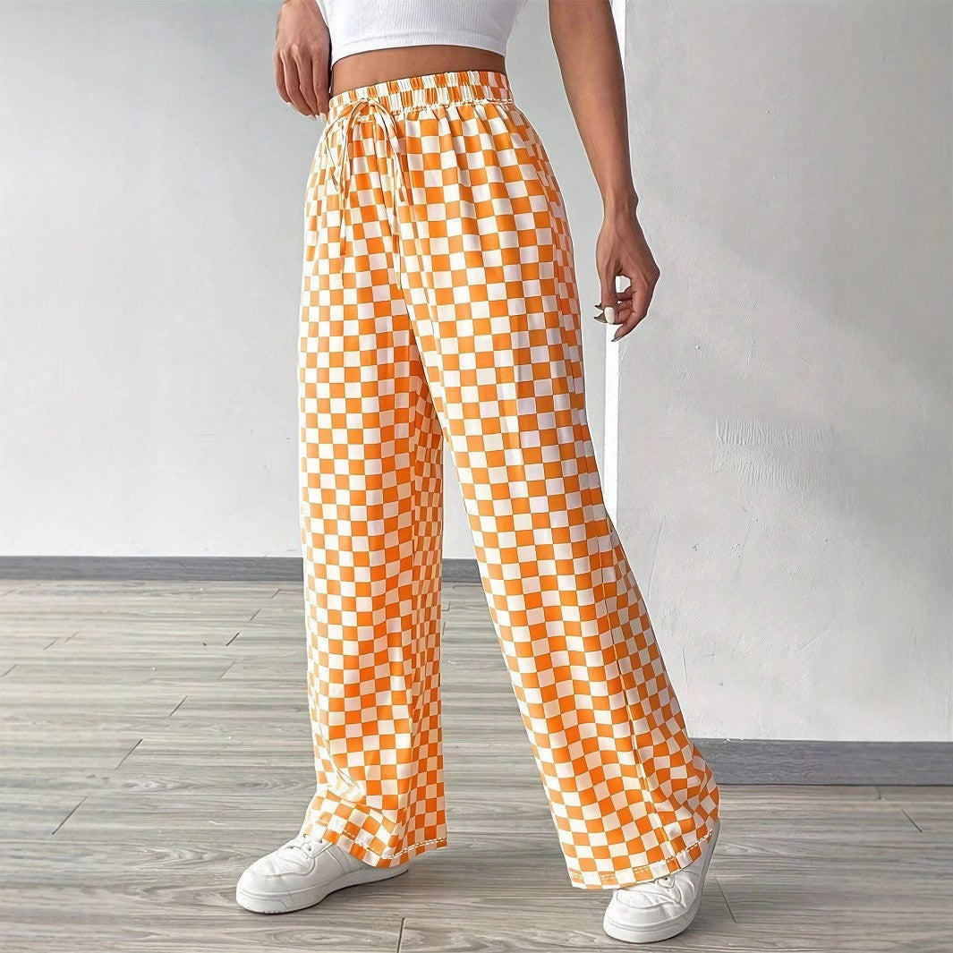 Damen Leichte Karohose im modischen Schnitt mit elastischem Bund R&B