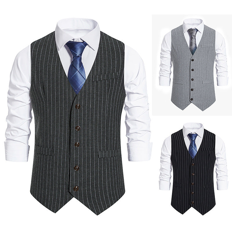 Herren elegante Anzugweste mit feinem Nadelstreifen und praktischen Taschen R&B