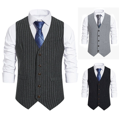 Herren elegante Anzugweste mit feinem Nadelstreifen und praktischen Taschen R&B