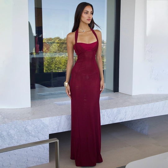 Damen Elegantes langes Kleid mit feinen Cut-Out-Details R&B