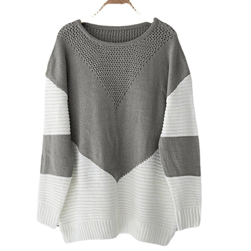 Damen modischer Strickpullover mit geometrischem Muster und strukturiertem Gewebe R&B