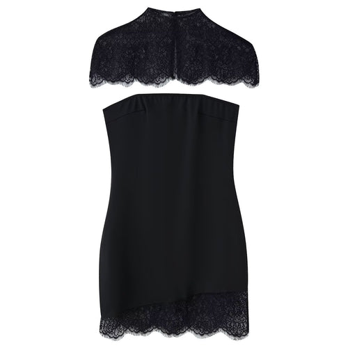Damen Spitzen-Hängerchenkleid mit elegantem Rückenausschnitt und charmantem Saum R&B