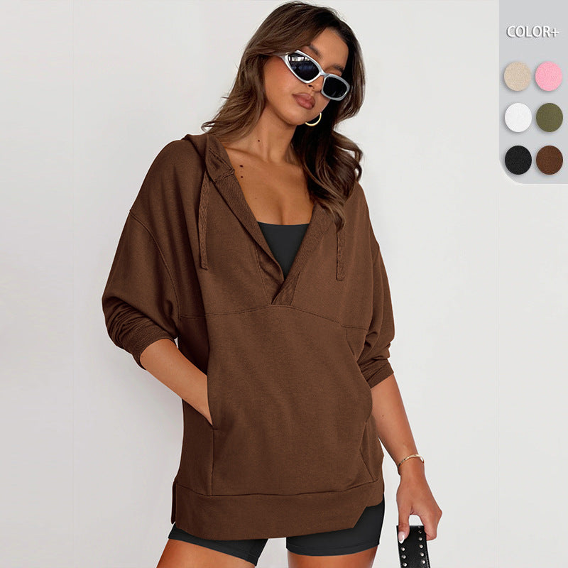 Damen Lässiger Kapuzenpullover mit asymmetrischem Schnitt und praktischen Taschen R&B