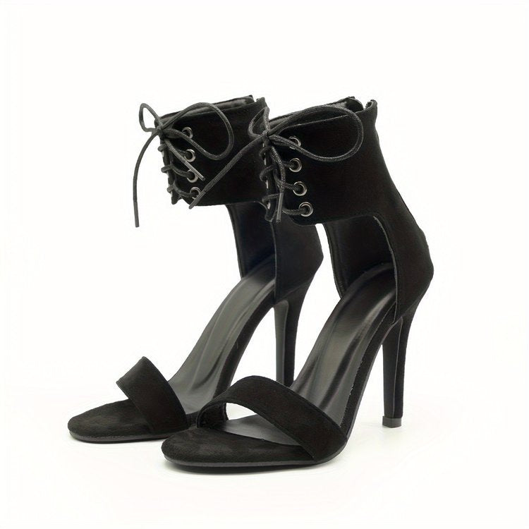 Damen elegante High Heel Sandalen mit modernem Schnür-Design R&B