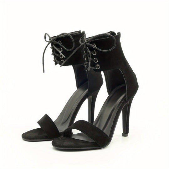 Damen elegante High Heel Sandalen mit modernem Schnür-Design R&B