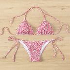 Damen Triangel-Bikini mit flexiblen Bändern und floralen Akzenten R&B