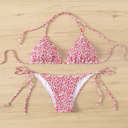 Damen Triangel-Bikini mit flexiblen Bändern und floralen Akzenten R&B