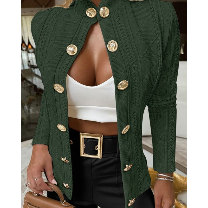 Damen Elegante und modische Strickjacke mit dekorativen Knöpfen R&B
