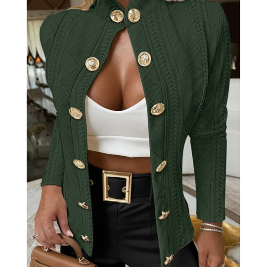 Damen Elegante und modische Strickjacke mit dekorativen Knöpfen R&B