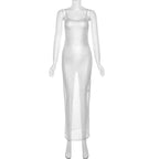 Damen Maxi-Strandkleid aus leichtem Material mit feinen Spaghettiträgern R&B