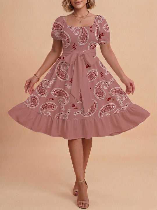 Damen Verspieltes Maxikleid mit Bärenmuster und taillierbarem Band R&B
