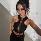 Damen Crop-Top mit dekorativem Schnür-Detail R&B