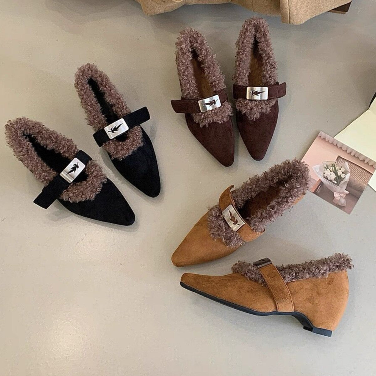 Damen elegante Stiefeletten mit warmem Futter und modischem Riemchen R&B