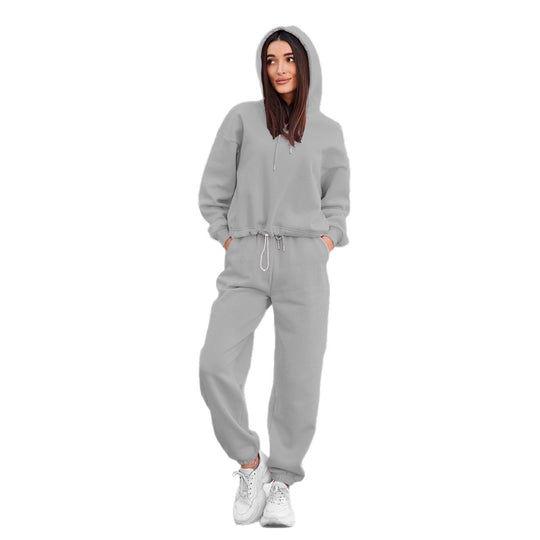 Damen sportlicher Freizeitsatz mit Kapuzenpullover und bequemen Jogginghosen R&B