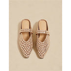 Damen elegante und glamouröse Mules mit Strassverzierungen R&B