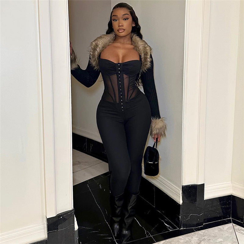 Damen Eleganter Body mit durchsichtigen Einsätzen und figurformendem Schnitt R&B