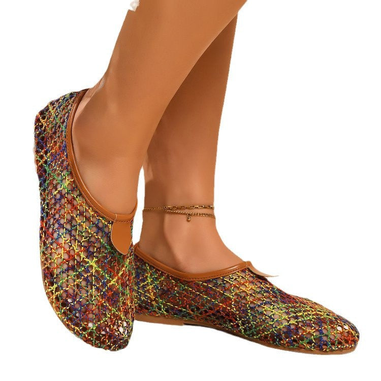 Damen Clogs mit buntem Netzdesign und rutschfester Sohle R&B