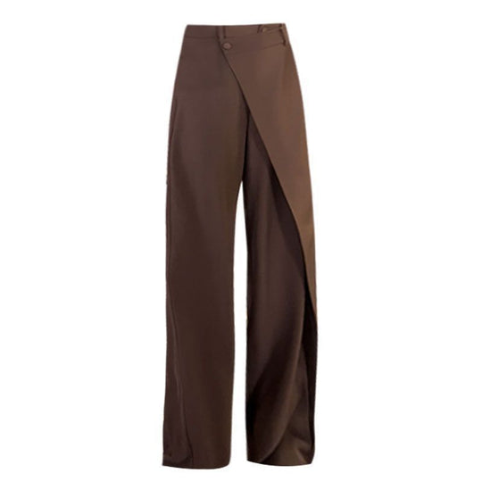Damen elegante weit geschnittene Palazzo-Hose mit asymmetrischen Schnittdetails R&B