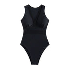 Damen Einteiliger Badeanzug mit tiefem V-Ausschnitt und figurformendem Design