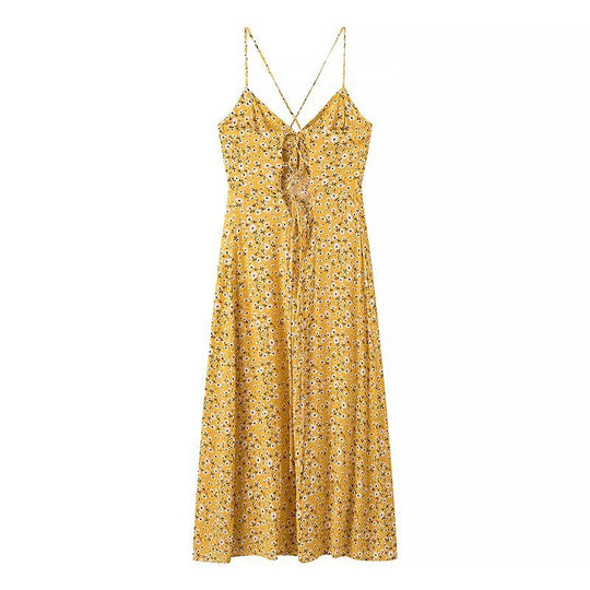 Damen Sommerkleid mit feinem Blumenmuster und verspielten Trägern R&B