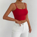 Damen Figurbetontes Crop-Top aus elastischem Material mit Spaghetti-Trägern