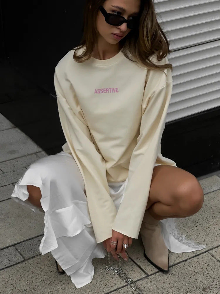 Damen Oversized Sweatshirt mit sportlichem Schriftzug R&B