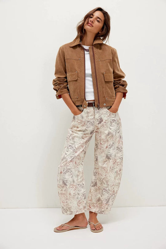 Damen Verspielte Herz-Sprayprint Denim Baggy-Jeans