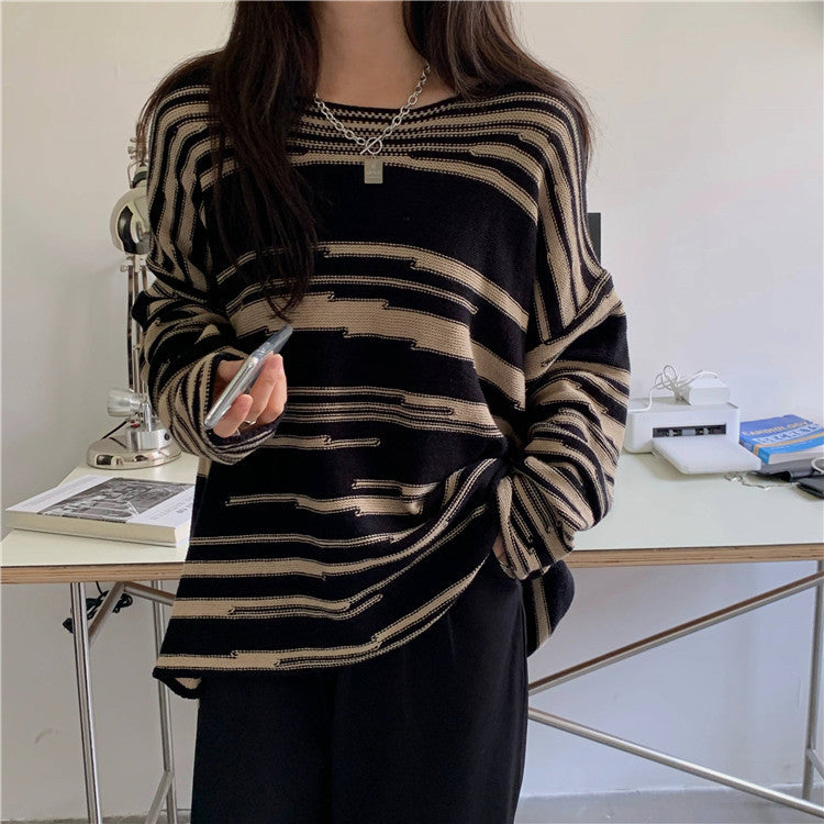 Damen Strickpullover mit elegantem Streifenmuster und lässigem Schnitt R&B